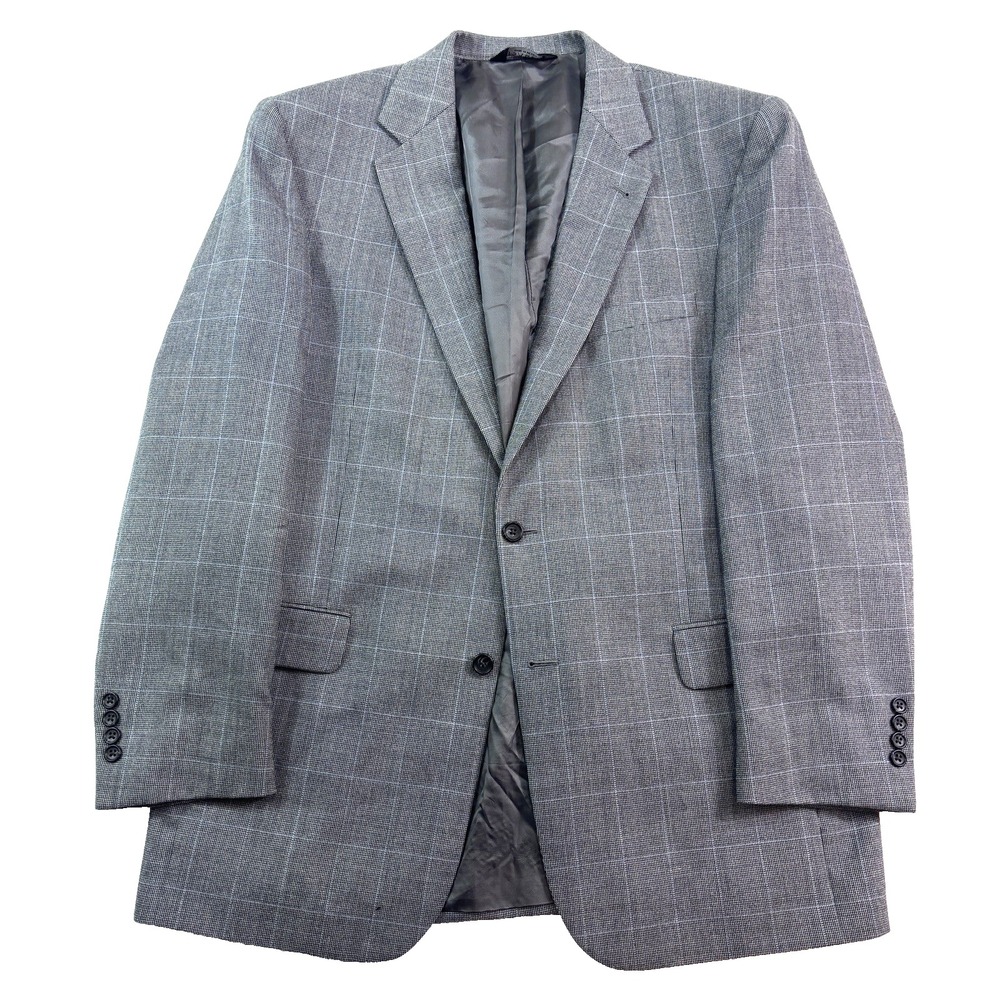 Jos A Bank 44L blazer jacket sport‎ suit coat silk wool gray nailhead windowpane